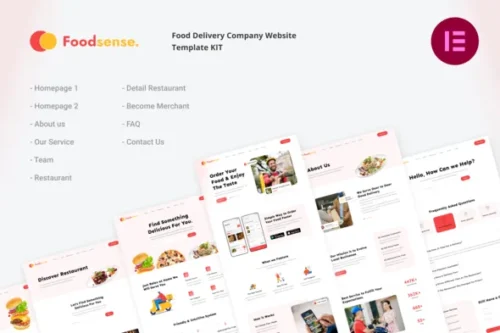 best FoodSense Elementor template for food delivery download