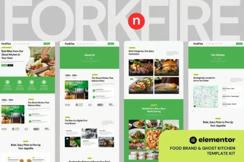 best ForknFire food brand Elementor template kit download