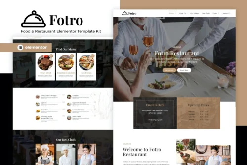 best restaurant Elementor template kit instant download