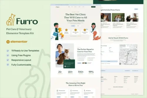 best Furro pet care veterinary template download