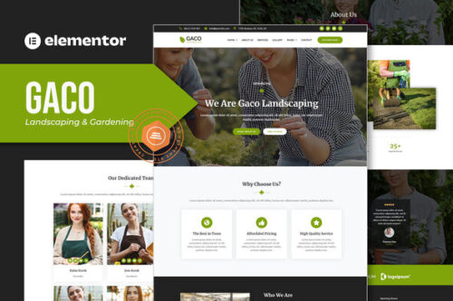best Gaco Elementor template kit landscaping gardening download
