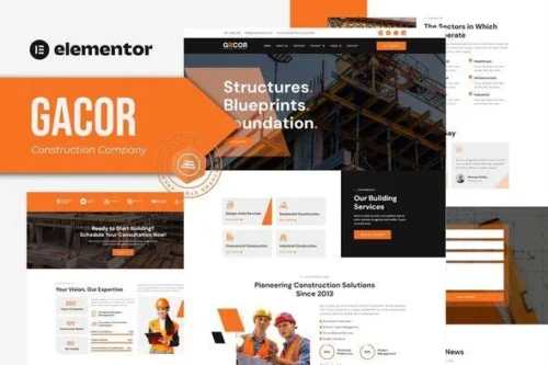 best construction Elementor template kit instant download