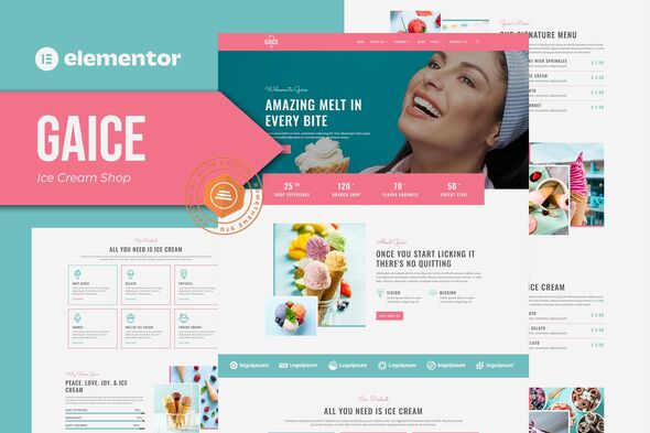 Gaice - Ice Cream Shop Elementor Template Kit best ice cream shop Elementor template design for WordPress download