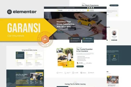 Best car insurance Elementor template kit instant download