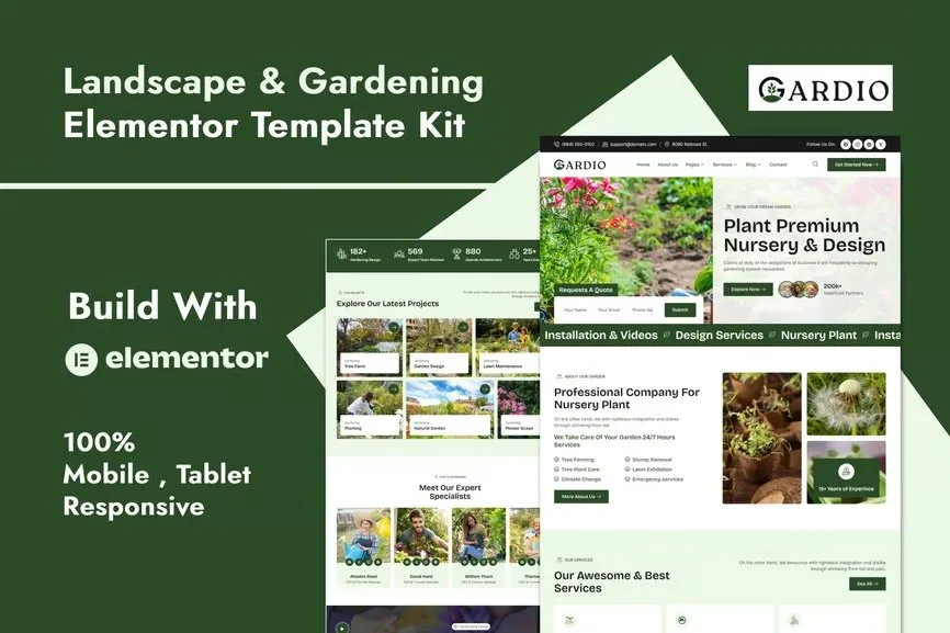 Gardio - Nursery & Gardening Elementor Template Kit best Gardio nursery template kit instant download