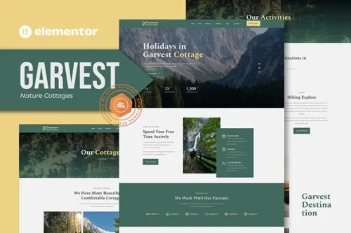 best nature cottages Elementor template kit premium download