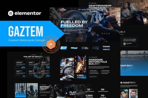 best motorcycle garage Elementor template instant download