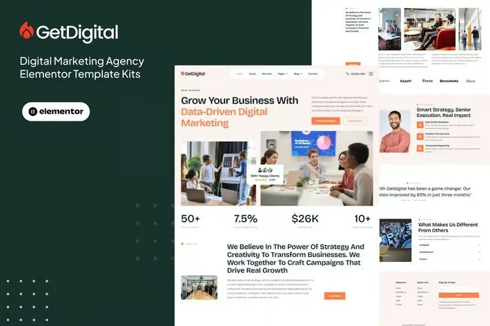 GetDigital - Digital Marketing Agency Elementor Pro Template Kit best Elementor template kit for agency website download