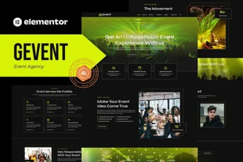 best event agency elementor template kit instant download