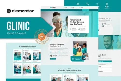best Glinic medical Elementor template kit download