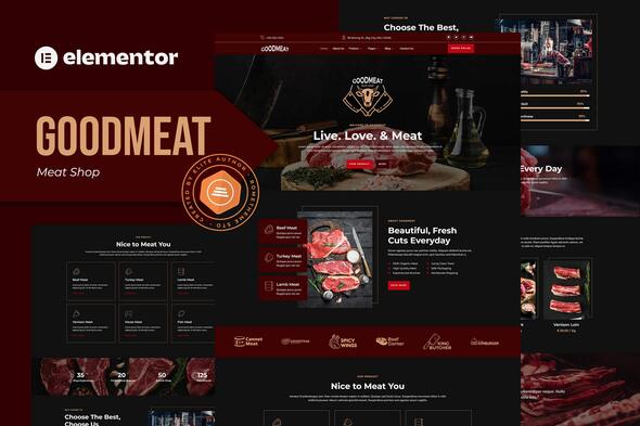 Goodmeat - Meat Shop & Butcher Elementor Template Kit best butcher shop Elementor template kit instant download