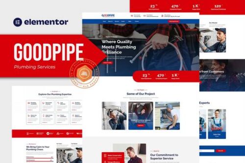 best plumbing Elementor template kit instant download
