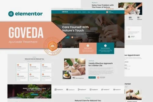 best Ayurveda Elementor template kit instant download
