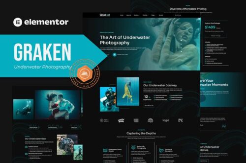 best underwater photography Elementor template kit instant download