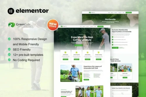 Greenside Golf Club Academy Elementor Template Kit