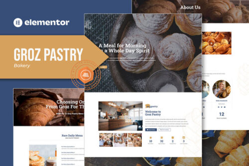 best bakery elementor template kit instant download