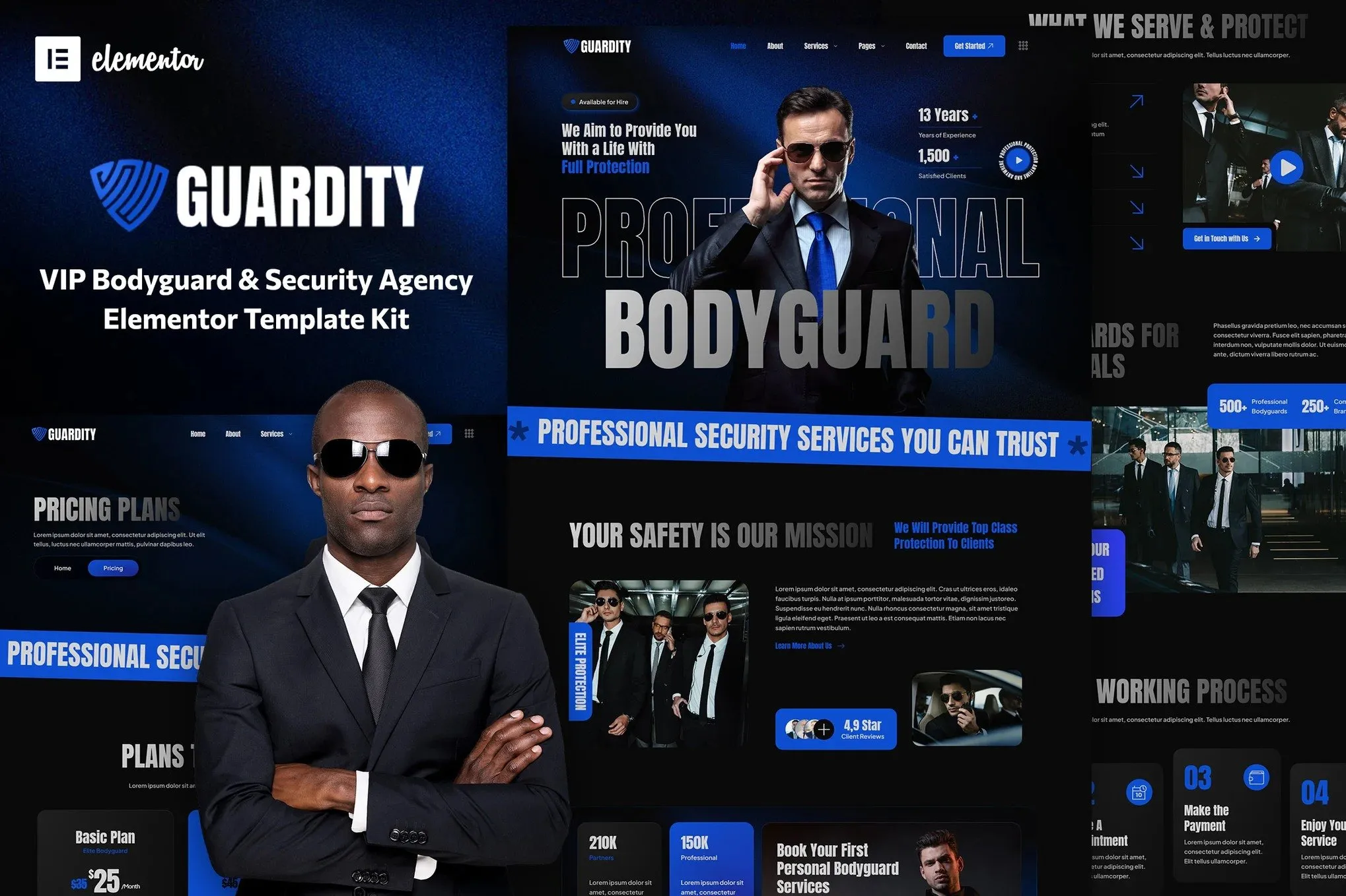 Guardity - VIP Bodyguard & Security Agency Elementor Template Kit best security agency Elementor template kit download