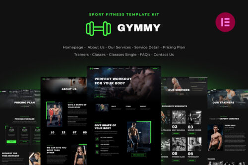 best Gymmy fitness gym elementor template kit download