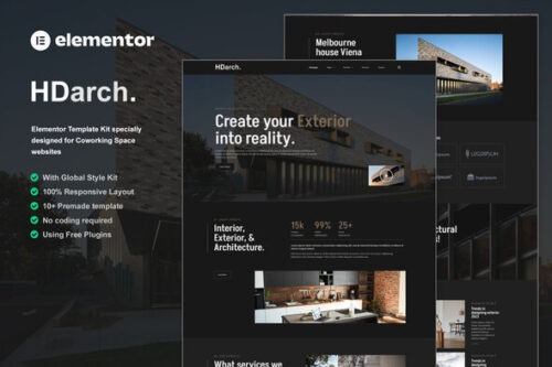 best architecture Elementor template kit instant download