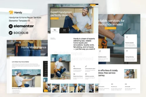best handyman service website template for Elementor download