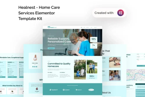 best home care services elementor template kit download