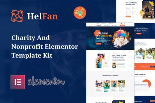 best charity nonprofit elementor template kit download