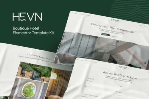 best boutique hotel Elementor template kit instant download