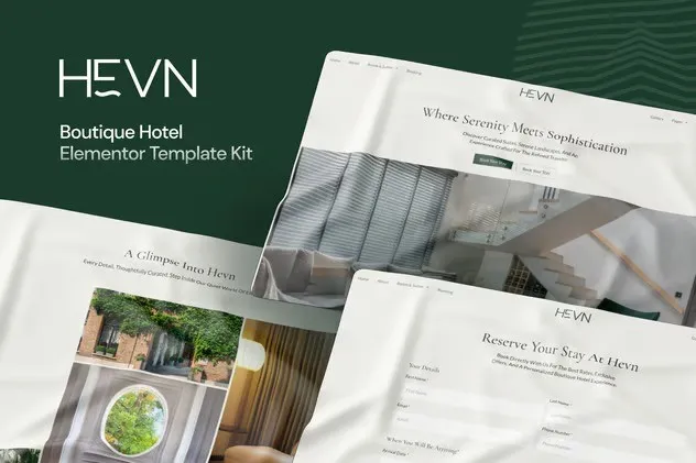 Hevn - Boutique Hotel Elementor Template Kit best boutique hotel Elementor template kit instant download