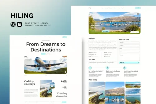 best Hiling tour travel agency Elementor template kit download