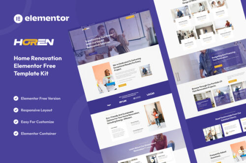 best Home Renovation Elementor template kit instant download