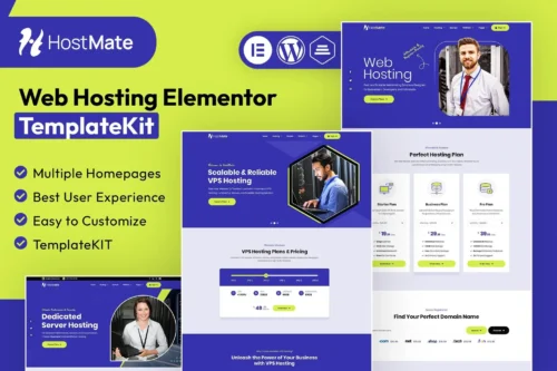 best HostMate Elementor template kit for web hosting websites