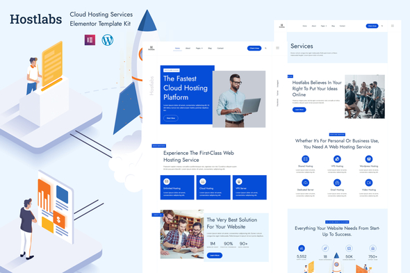 Hostlabs - Cloud Hosting Services Elementor Template Kit best Hostlabs cloud hosting Elementor template download