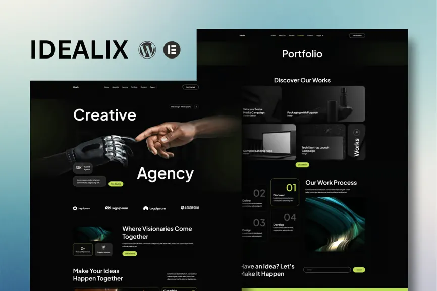 Idealix - Creative Digital Agency Elementor Template Kit best digital agency Elementor template kit instant download