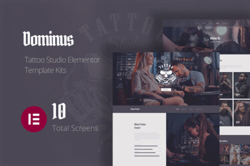 tattoo studio website template for Elementor with dark theme