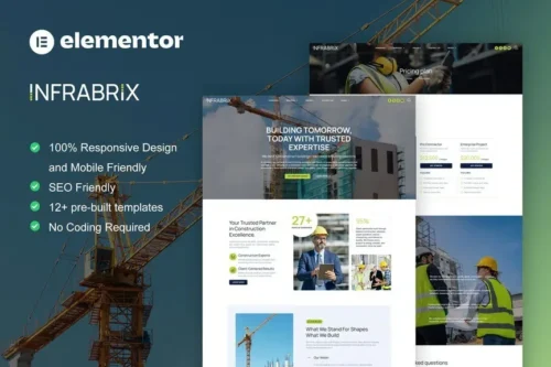 best construction elementor template kit instant download
