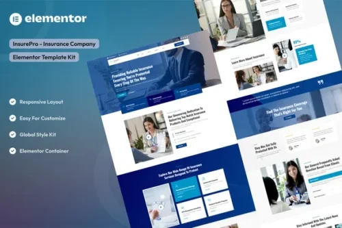 best insurance elementor template kit instant download