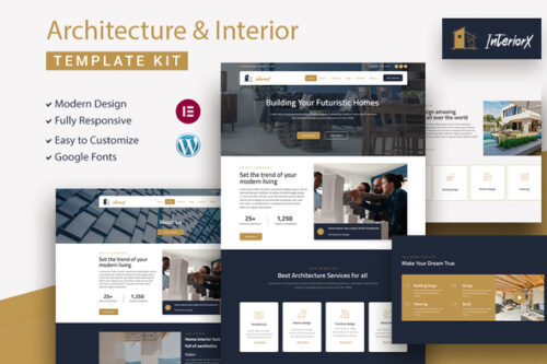 best InteriorX interior design Elementor template kit download