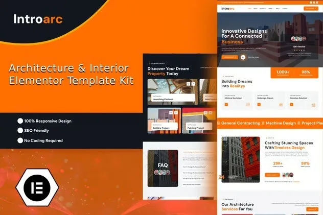 Introarc - Architecture & Interior Elementor Template Kit best architecture Elementor template kit instant download