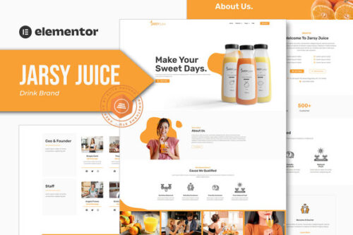 best juice bar Elementor template kit instant download