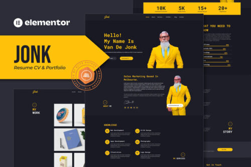 best Jonk Elementor template kit instant download