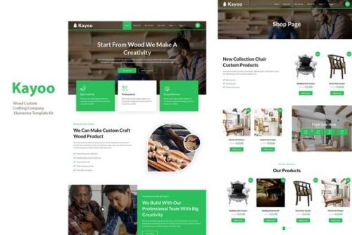best Kayoo Wood Company Elementor template kit download