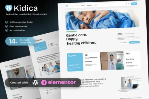 best pediatric clinic Elementor template instant download