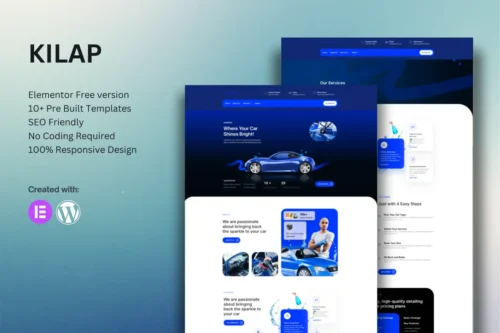 best car wash Elementor template kit instant download