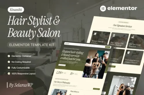 best beauty salon Elementor template instant download