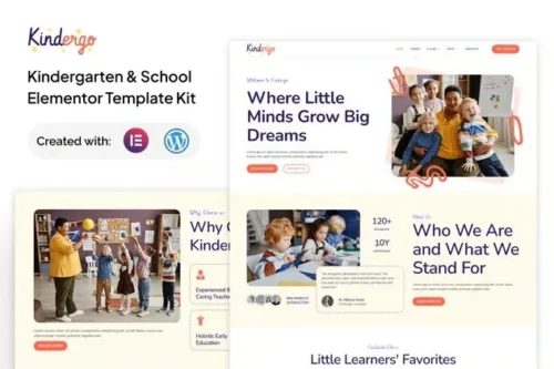 best kindergarten Elementor template kit instant download