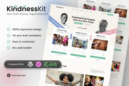 best non-profit Elementor template kit for charities download