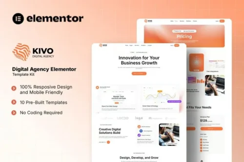 best digital agency Elementor template kit instant download