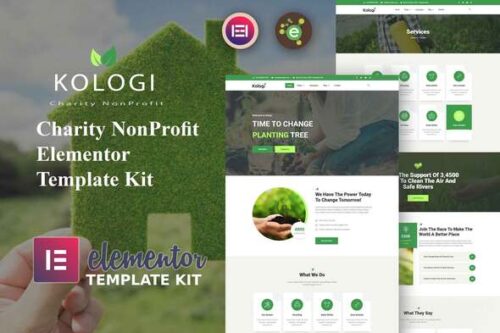 best charity nonprofit Elementor template kit instant download