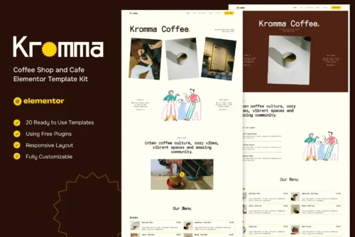 Kromma Coffee Shop and Cafe Elementor Template Kit