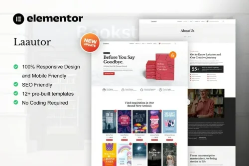 best author website template for Elementor instant download